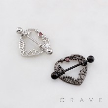 METALLIC HEART-SHAPED FRAMEWORK 316L SURGICAL STEEL NIPPLE RING